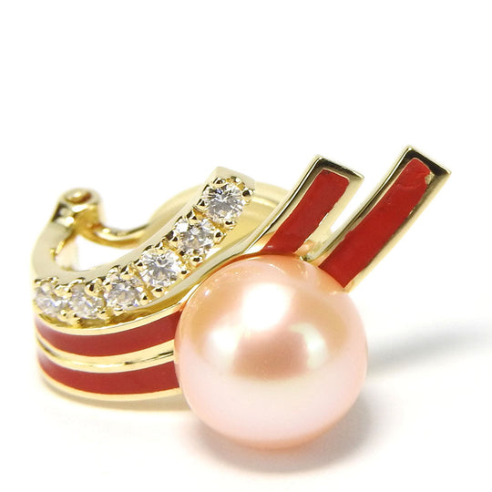 TASAKI Earring K18 Yellow Gold, Diamond Yellow Gold Women Used Authentic