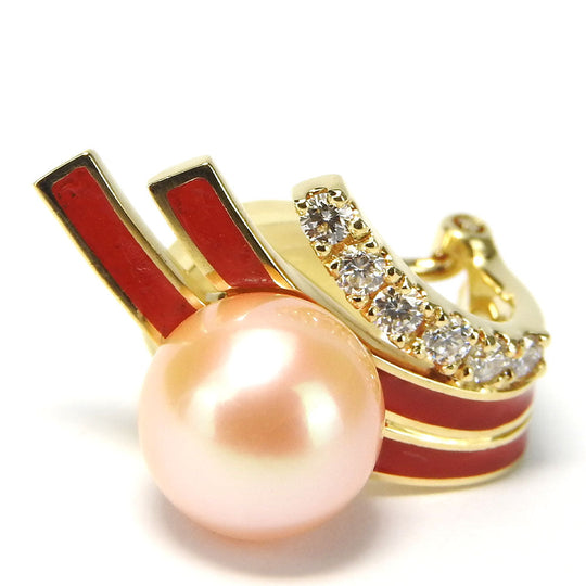 TASAKI Earring K18 Yellow Gold, Diamond Yellow Gold Women Used Authentic