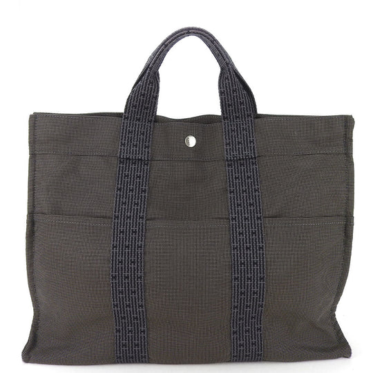 HERMES Tote Bag canvas gray MM Her Line unisex(Unisex) Used Authentic