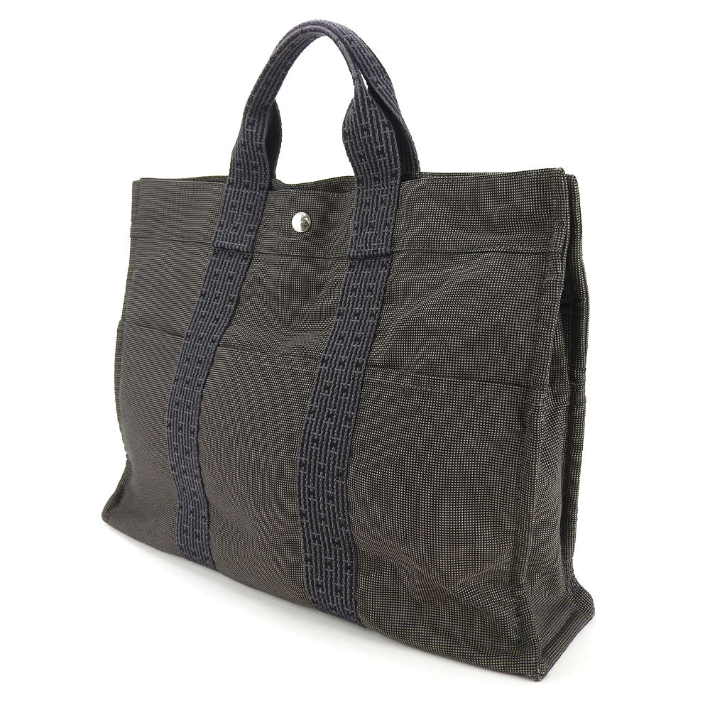 HERMES Tote Bag canvas gray MM Her Line unisex(Unisex) Used Authentic