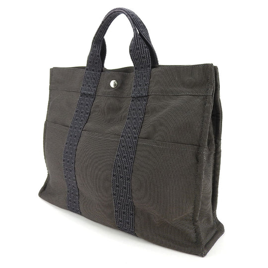 HERMES Tote Bag canvas gray MM Her Line unisex(Unisex) Used Authentic