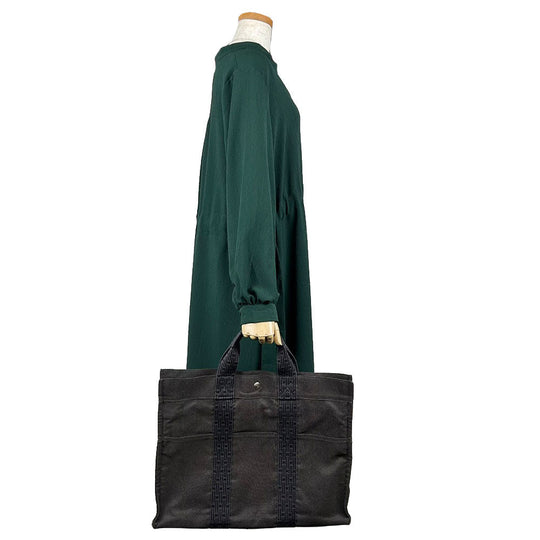 HERMES Tote Bag canvas gray MM Her Line unisex(Unisex) Used Authentic