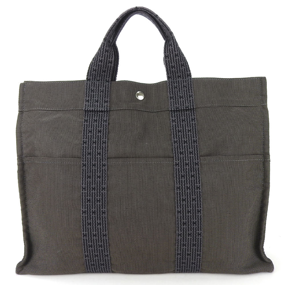HERMES Tote Bag canvas gray MM Her Line unisex(Unisex) Used Authentic