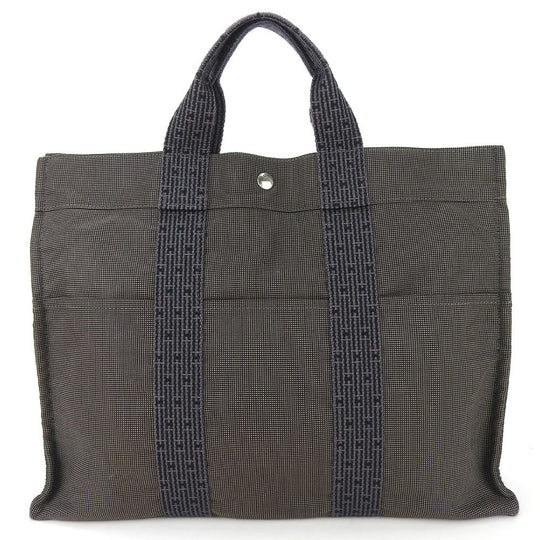HERMES Tote Bag canvas gray MM Her Line unisex(Unisex) Used Authentic