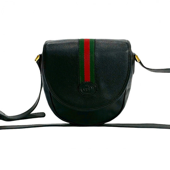 GUCCI Shoulder Bag leather black Sherry line