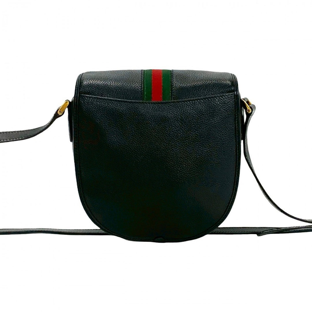 GUCCI Shoulder Bag leather black Sherry line