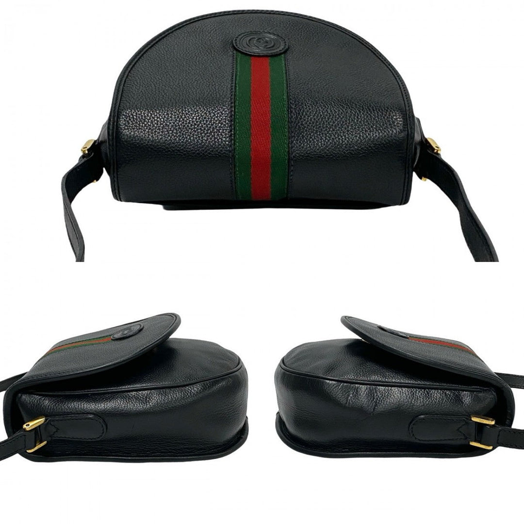 GUCCI Shoulder Bag leather black Sherry line