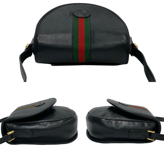 GUCCI Shoulder Bag leather black Sherry line