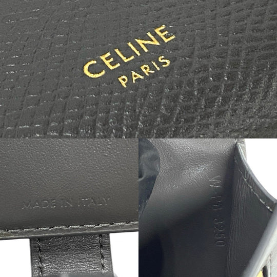 CELINE Bifold Wallet leather gray Medium strap wallet