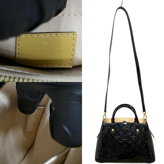 LOUIS VUITTON Shoulder Bag M50171 Patent leather black Monogram Vernis Montaigne BB