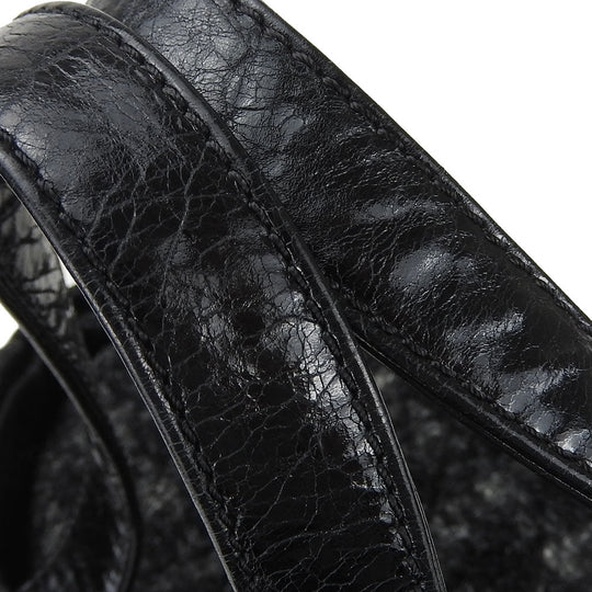 CHANEL Tote Bag Leather, Tweed black Portello Women Used Authentic