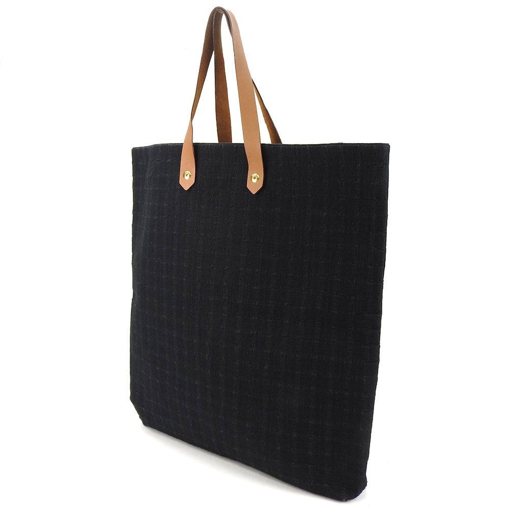 HERMES Tote Bag Cotton canvas, leather black Amedaba GM unisex(Unisex) Used Authentic