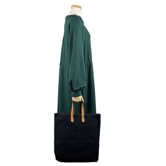 HERMES Tote Bag Cotton canvas, leather black Amedaba GM unisex(Unisex) Used Authentic