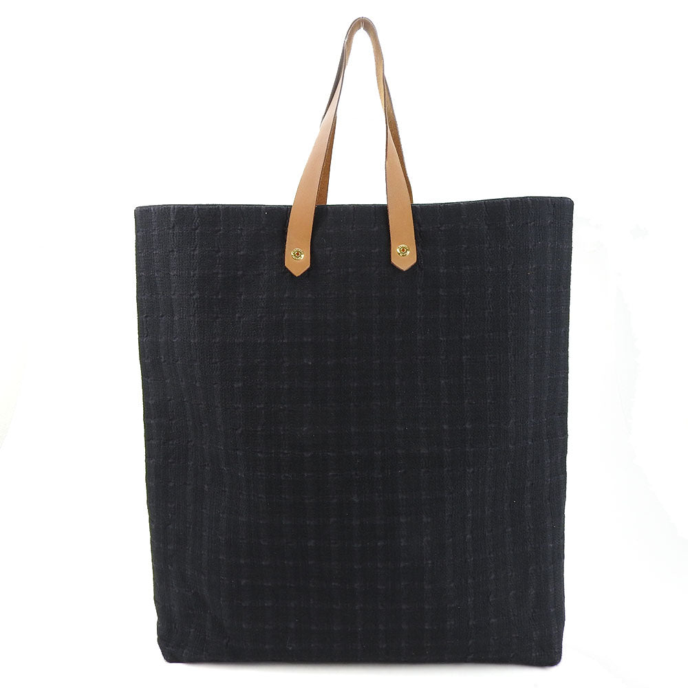 HERMES Tote Bag Cotton canvas, leather black Amedaba GM unisex(Unisex) Used Authentic