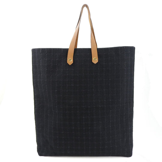 HERMES Tote Bag Cotton canvas, leather black Amedaba GM unisex(Unisex) Used Authentic