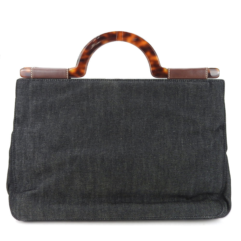 CHANEL Handbag Denim, Leather black Women Used Authentic