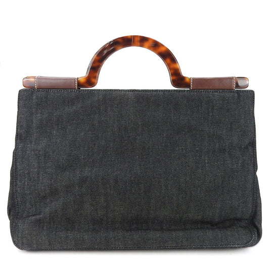 CHANEL Handbag Denim, Leather black Women Used Authentic