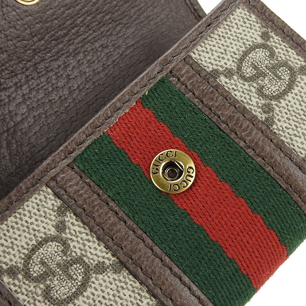 GUCCI Key case Key holder  603732 GG Supreme canvas, leather beige Off deer unisex(Unisex) Used Authentic