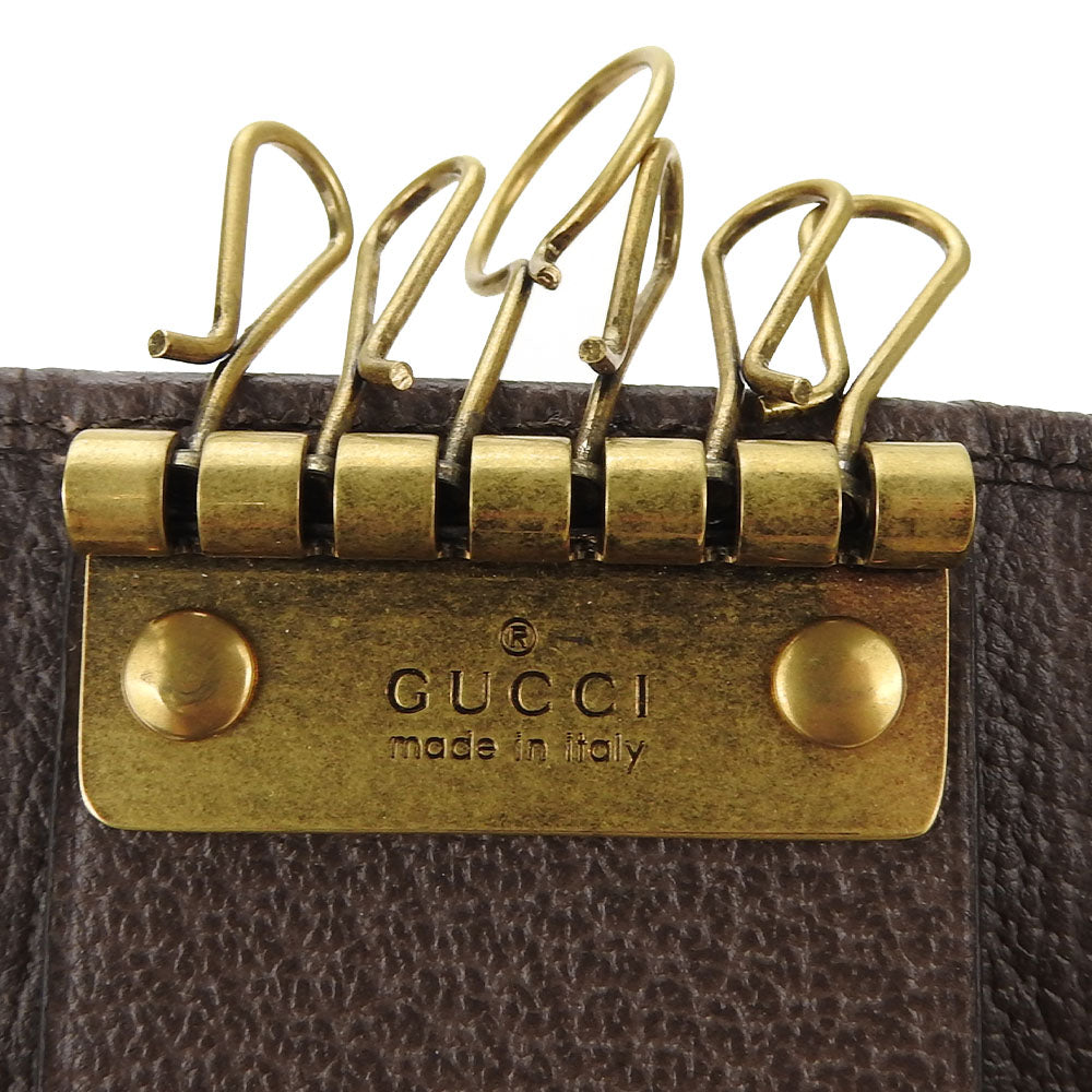 GUCCI Key case Key holder  603732 GG Supreme canvas, leather beige Off deer unisex(Unisex) Used Authentic