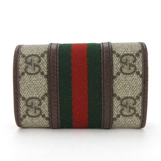 GUCCI Key case Key holder  603732 GG Supreme canvas, leather beige Off deer unisex(Unisex) Used Authentic