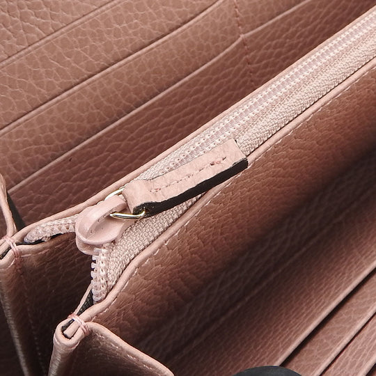 GUCCI Long Wallet Purse 449347 leather pink Interlocking Women Used Authentic