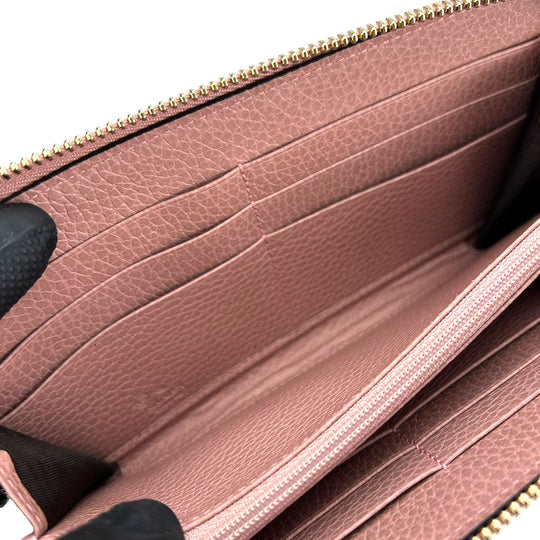 GUCCI Long Wallet Purse 449347 leather pink Interlocking Women Used Authentic