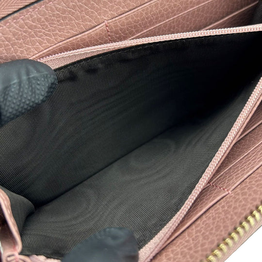 GUCCI Long Wallet Purse 449347 leather pink Interlocking Women Used Authentic