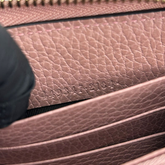 GUCCI Long Wallet Purse 449347 leather pink Interlocking Women Used Authentic