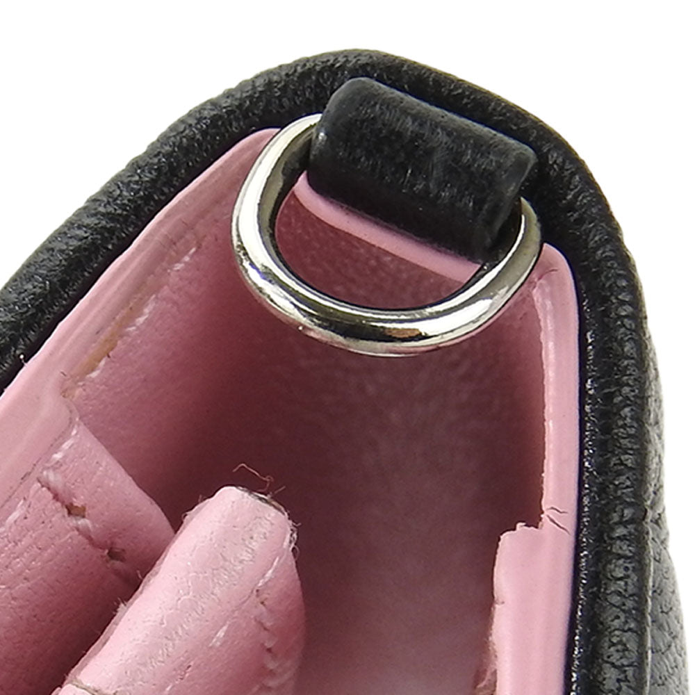 Christian Dior Card Case leather black Canage Women Used Authentic