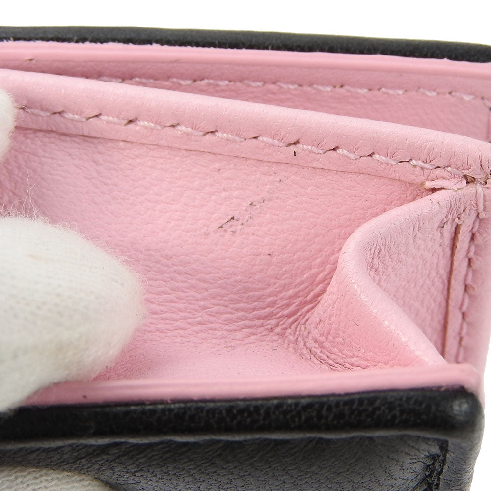 Christian Dior Card Case leather black Canage Women Used Authentic