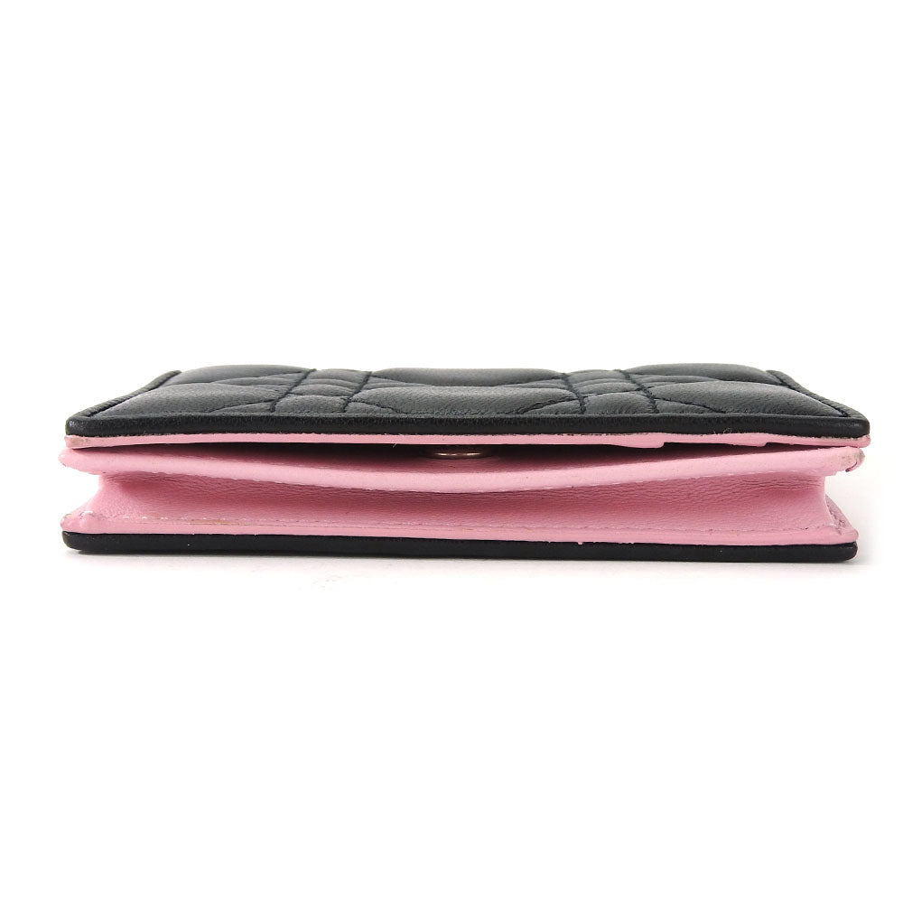 Christian Dior Card Case leather black Canage Women Used Authentic