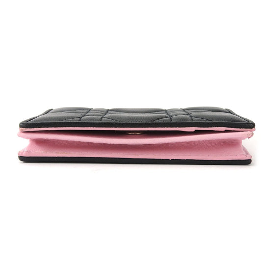 Christian Dior Card Case leather black Canage Women Used Authentic