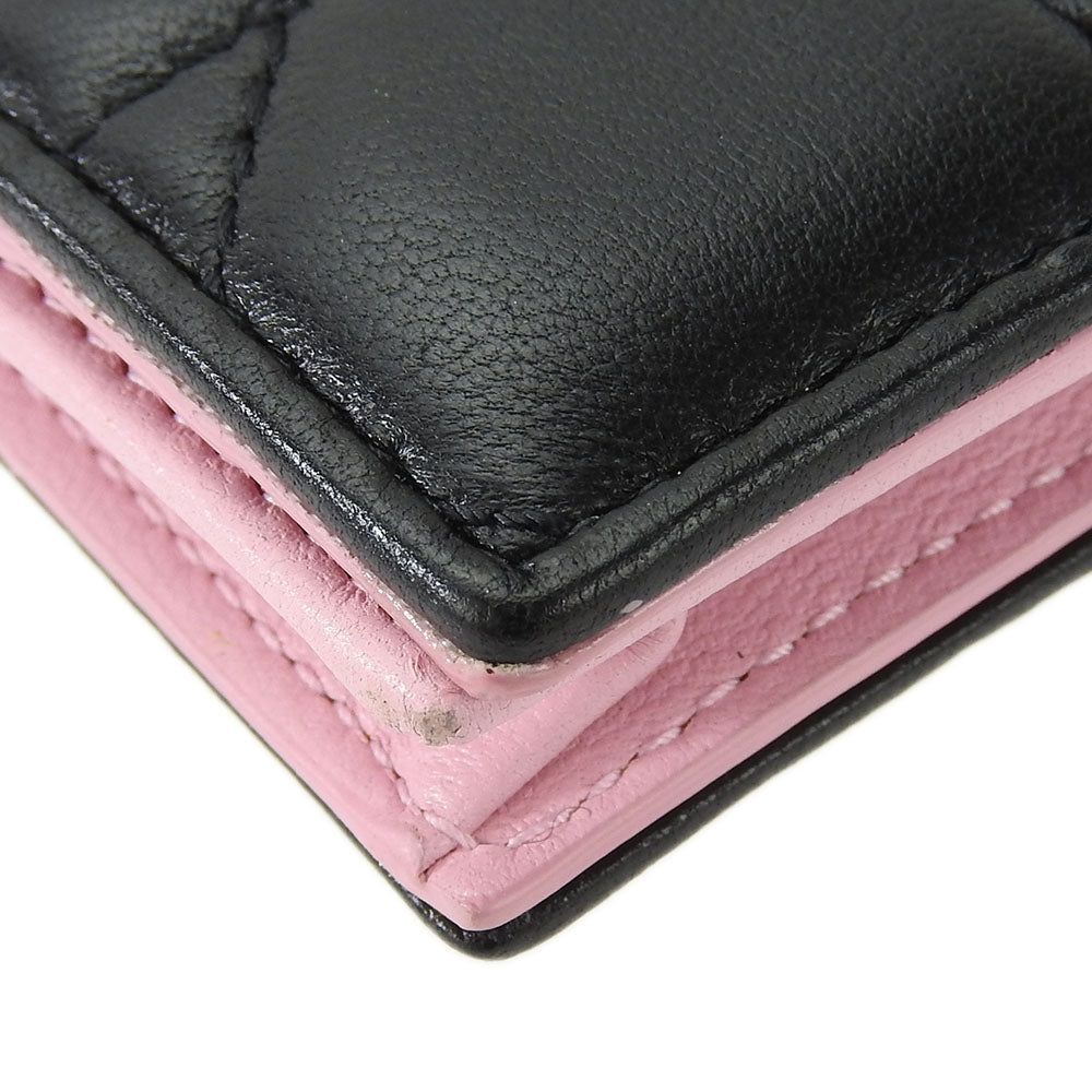 Christian Dior Card Case leather black Canage Women Used Authentic