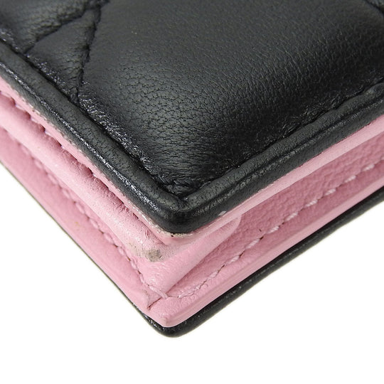 Christian Dior Card Case leather black Canage Women Used Authentic