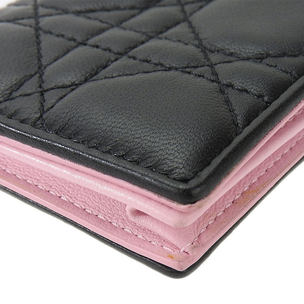 Christian Dior Card Case leather black Canage Women Used Authentic
