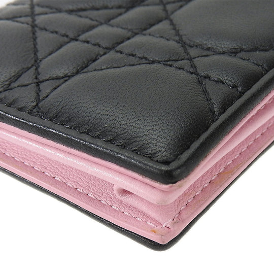Christian Dior Card Case leather black Canage Women Used Authentic
