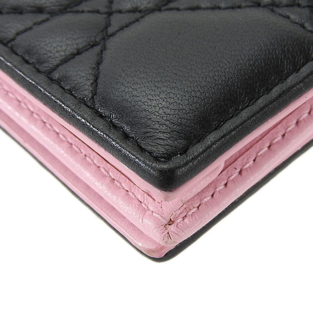Christian Dior Card Case leather black Canage Women Used Authentic