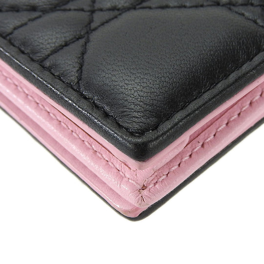 Christian Dior Card Case leather black Canage Women Used Authentic