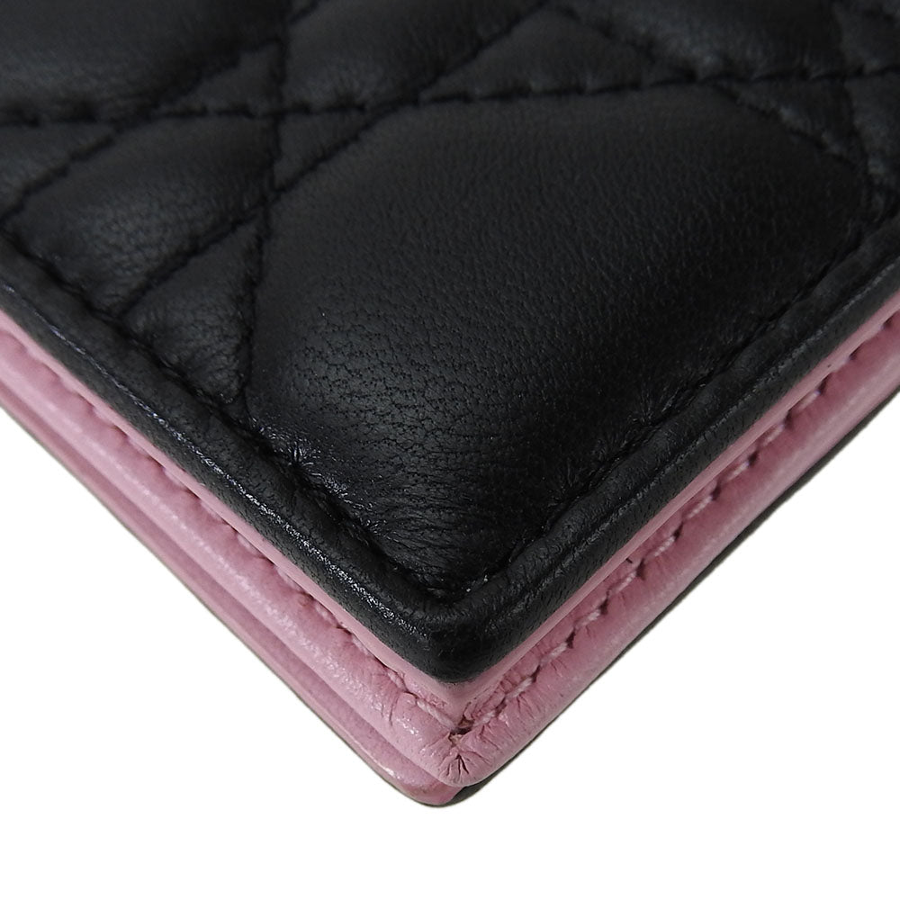 Christian Dior Card Case leather black Canage Women Used Authentic