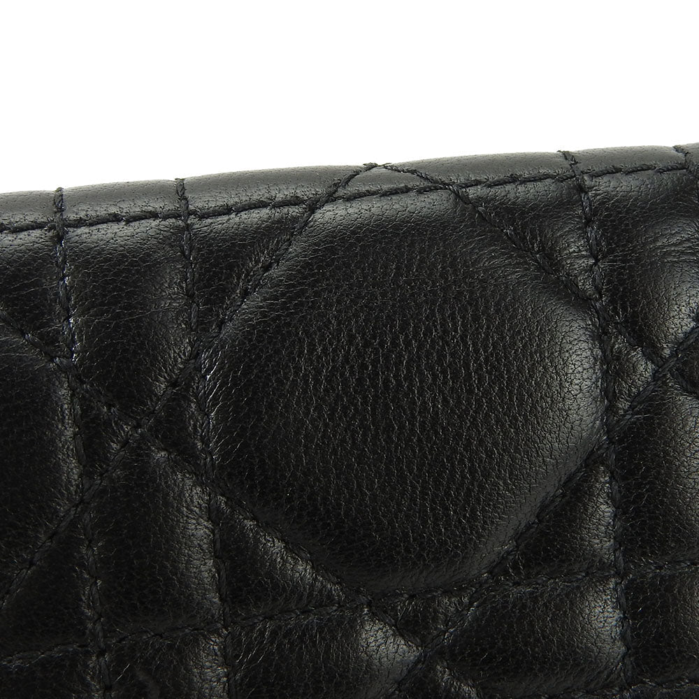 Christian Dior Card Case leather black Canage Women Used Authentic
