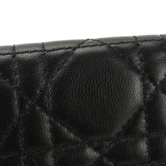 Christian Dior Card Case leather black Canage Women Used Authentic