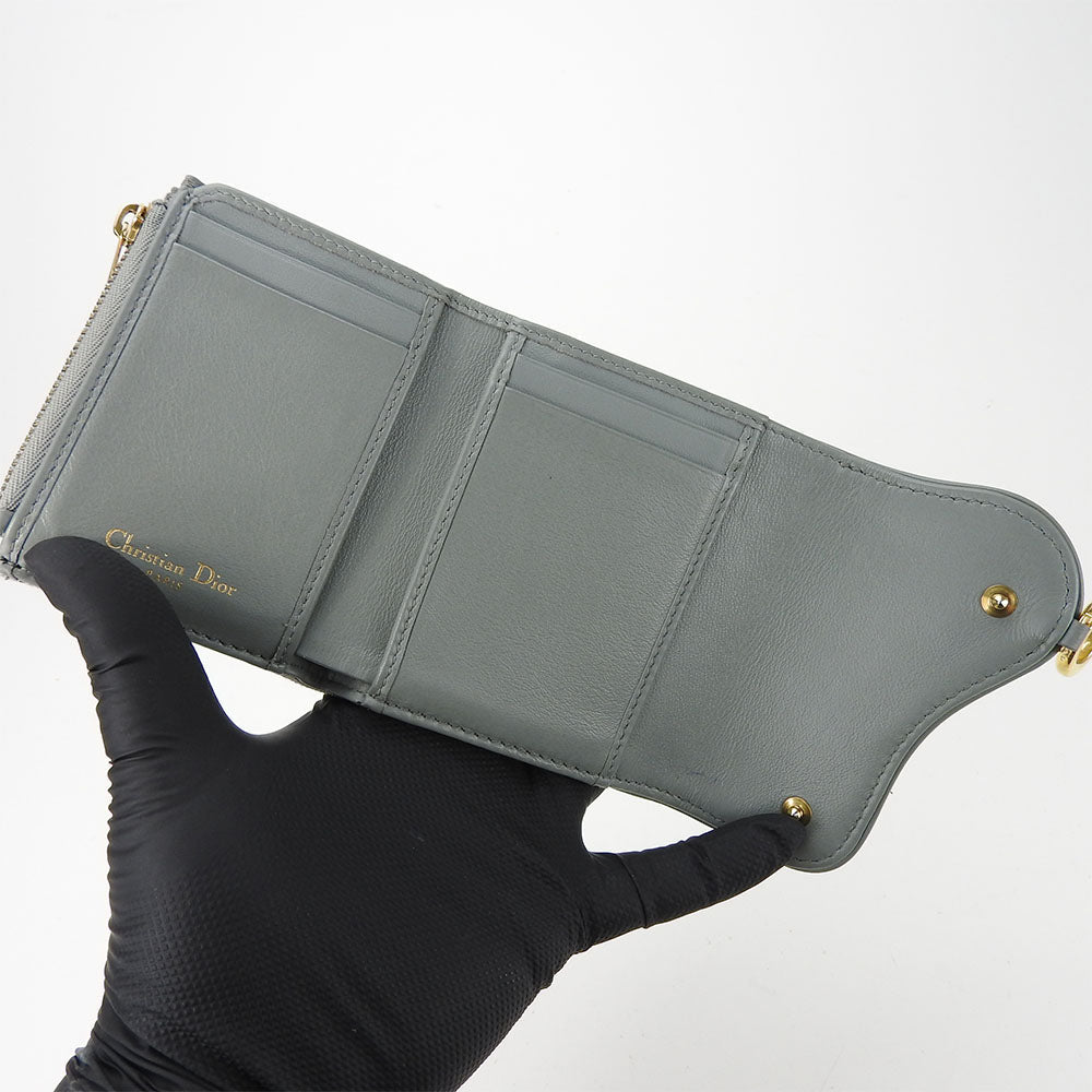 Christian Dior Tri-fold wallet Canvas, Leather gray Trotter Women Used Authentic