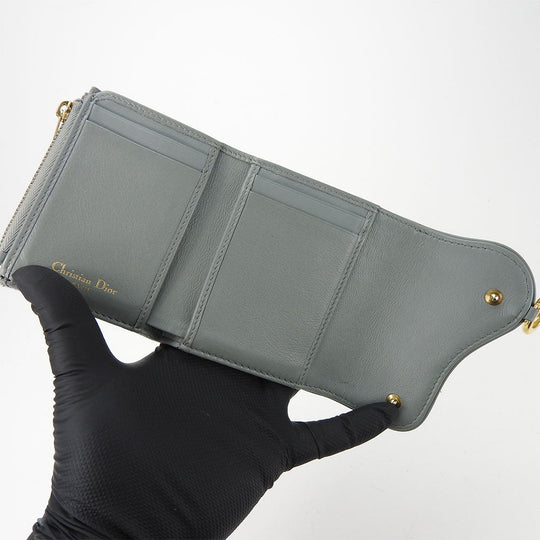Christian Dior Tri-fold wallet Canvas, Leather gray Trotter Women Used Authentic