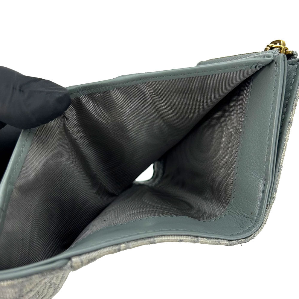 Christian Dior Tri-fold wallet Canvas, Leather gray Trotter Women Used Authentic