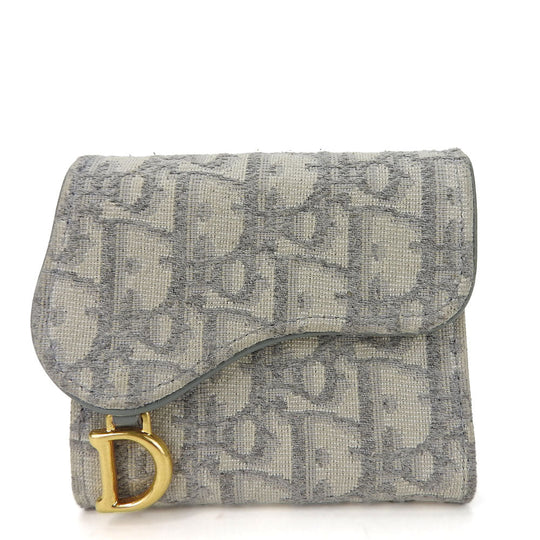 Christian Dior Tri-fold wallet Canvas, Leather gray Trotter Women Used Authentic