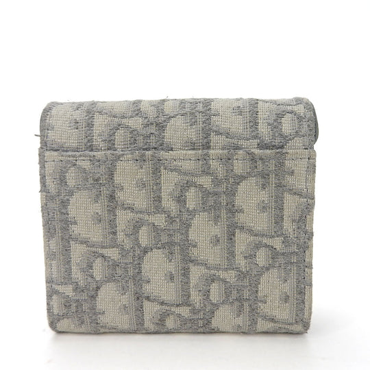 Christian Dior Tri-fold wallet Canvas, Leather gray Trotter Women Used Authentic