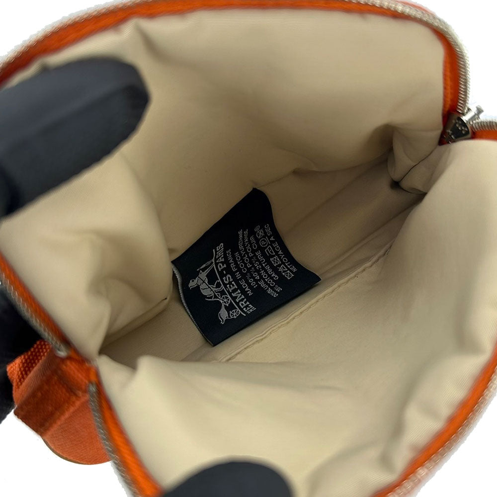 HERMES Pouch cotton ORANGE FEU Bolide Mini Mini Women Used Authentic