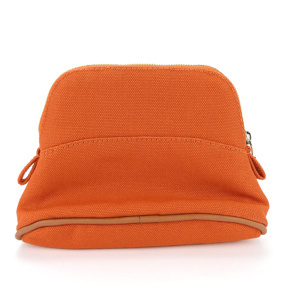 HERMES Pouch cotton ORANGE FEU Bolide Mini Mini Women Used Authentic