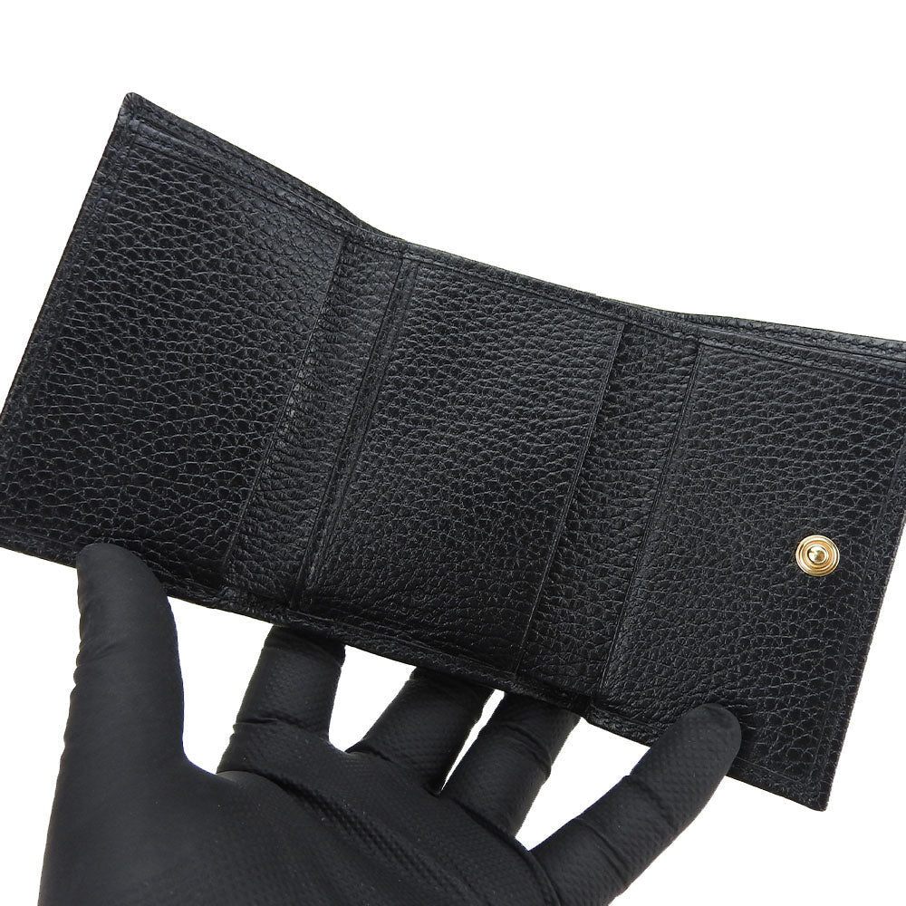GUCCI Tri-fold wallet 644407 leather black GG Marmont unisex(Unisex) Used Authentic