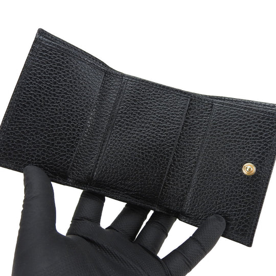 GUCCI Tri-fold wallet 644407 leather black GG Marmont unisex(Unisex) Used Authentic